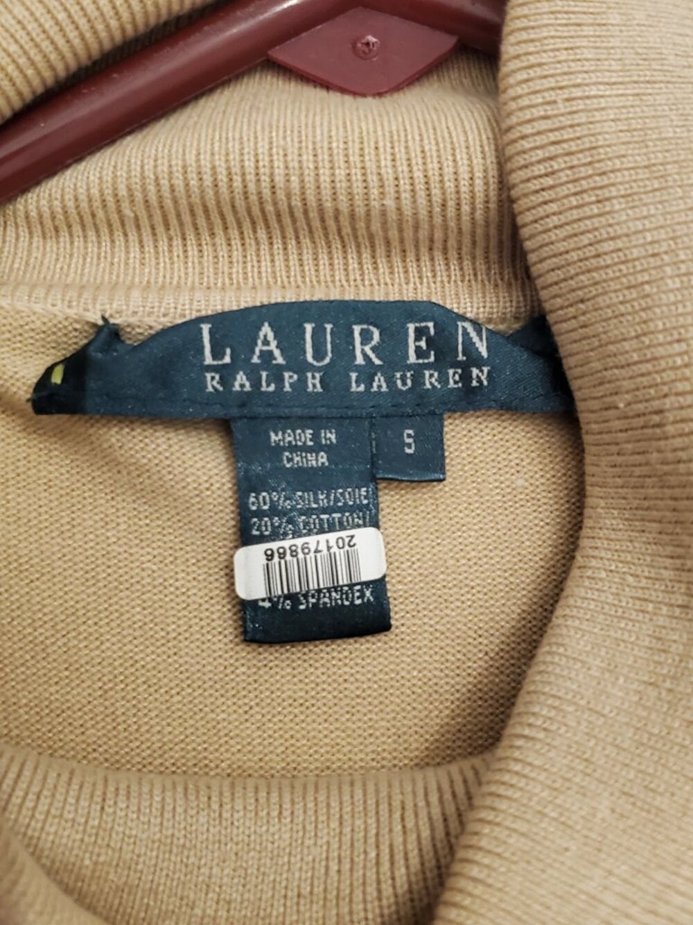 Lauren Ralph Lauren Tan Short Sleeve Turtleneck with Embroidered LRL Crest Small - Picture 6 of 8